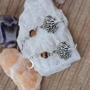 Tree Of Life earrings with tigers eye